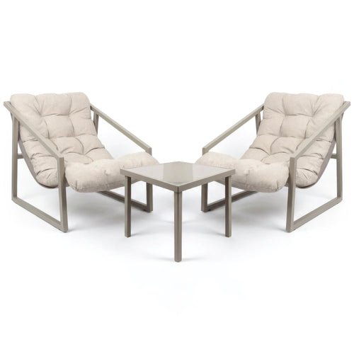 3 Piece Padded Patio Bistro Set - Beige