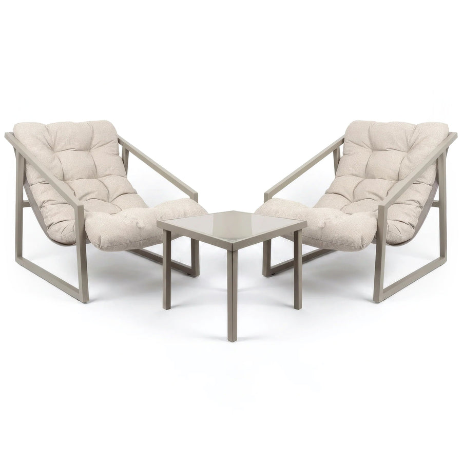 3 Piece Padded Patio Bistro Set - Beige