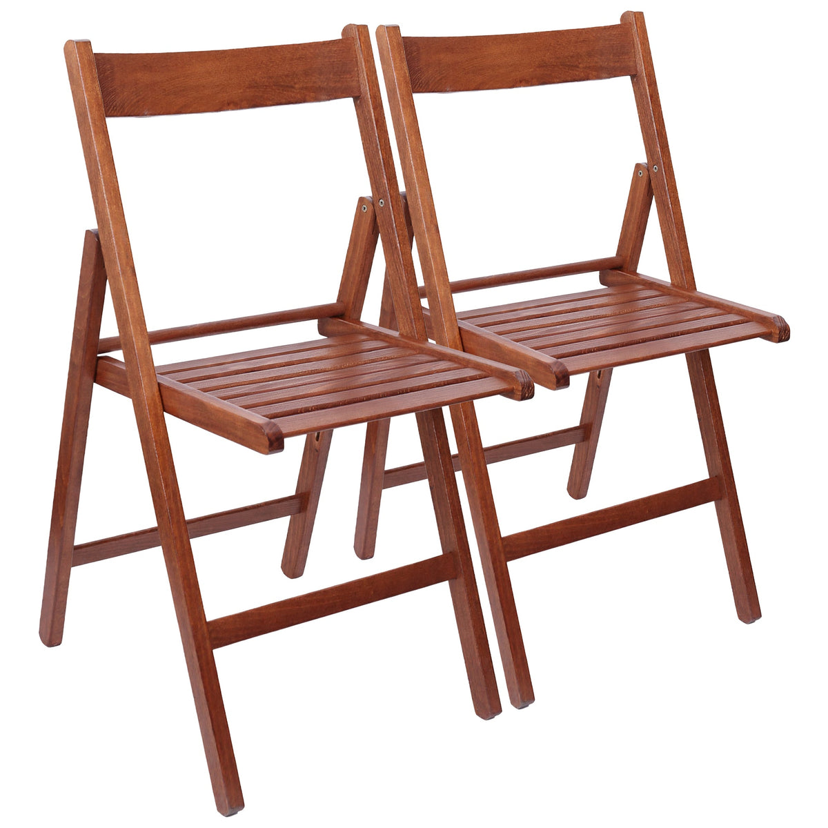 Walnut Beech Wood Folding Chairs - Pack of Two