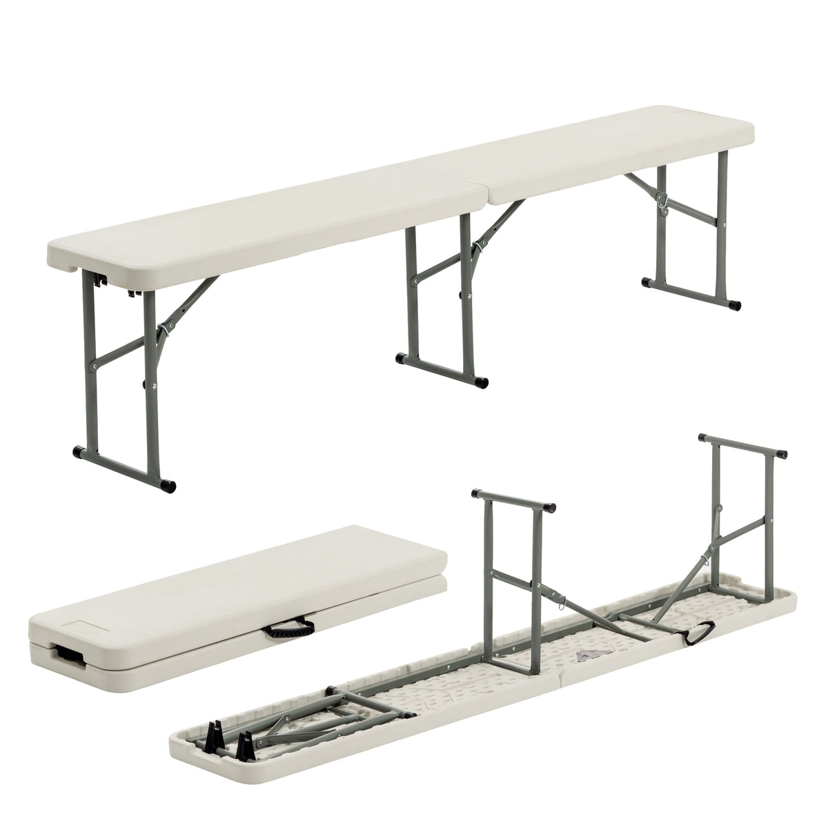 White 6ft (180cm) Four Person Folding Trestle Bench