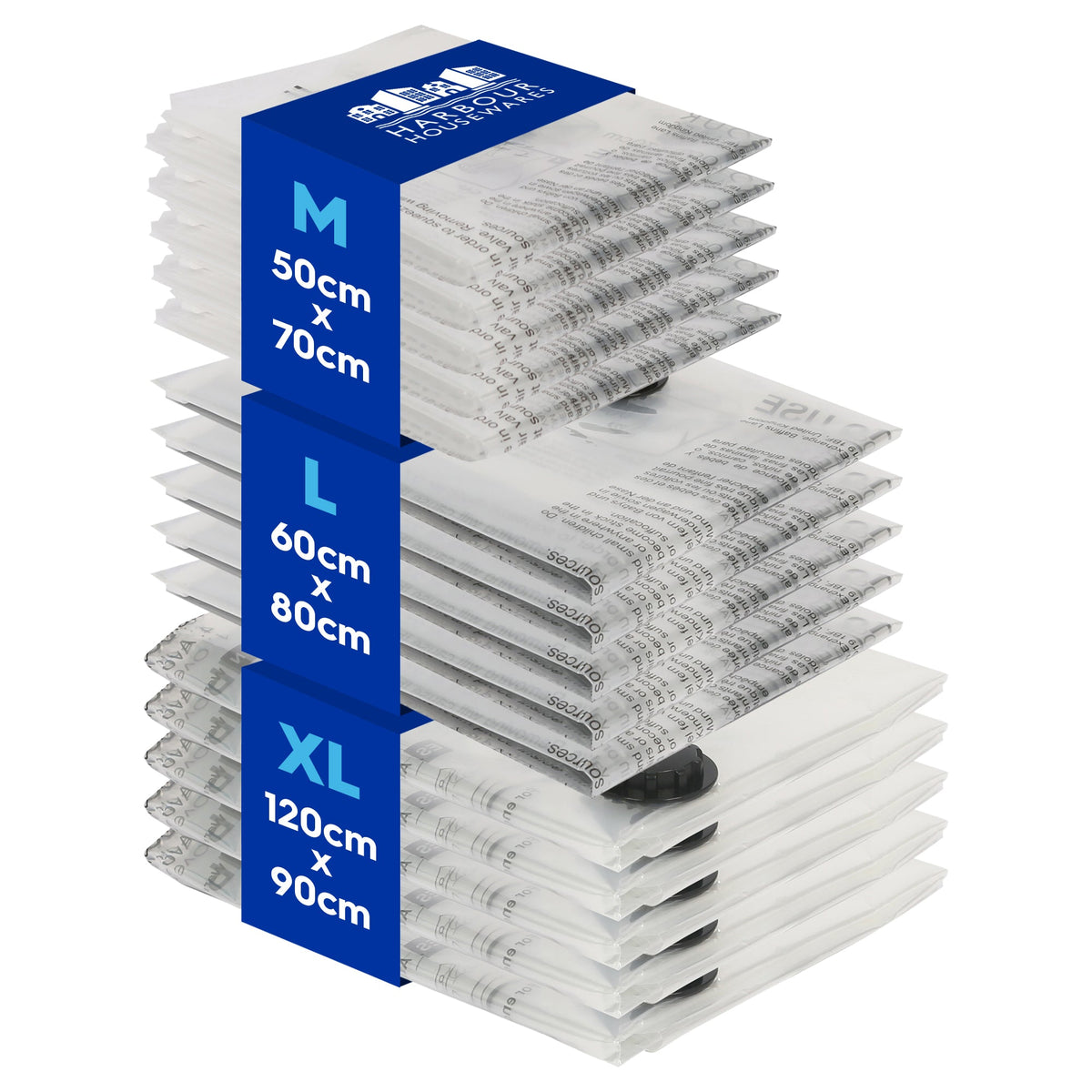 Vacuum Storage Bags - 3 Sizes - White - Pack of 15