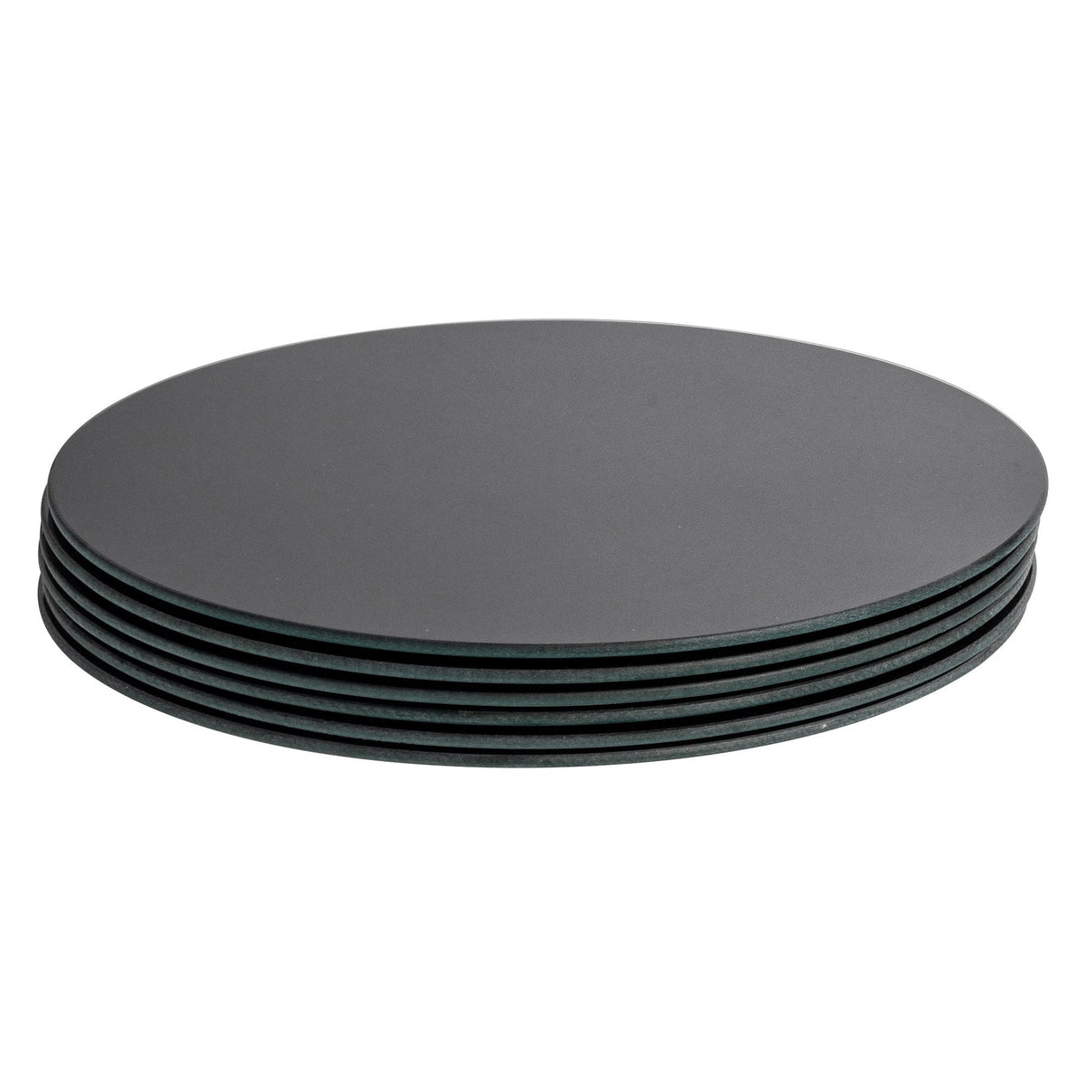 30cm Round Glass Placemats - Pack of Six - Black