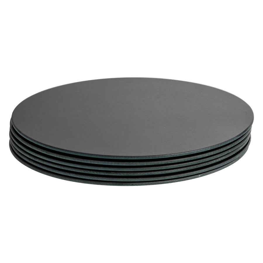 30cm Round Glass Placemats - Pack of Six - Black
