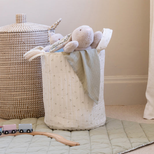 Large Quilted Storage Basket - Nettle Scatter
