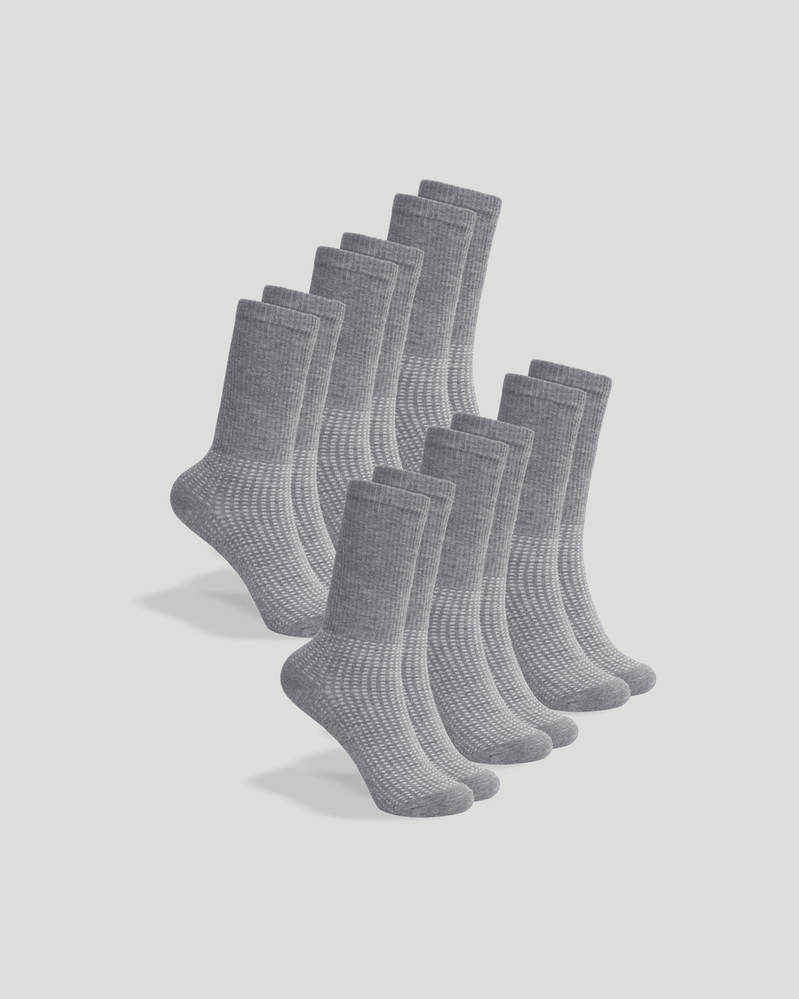 True Classic Heather Gray Active Half Crew Socks 6-Pack | Medium