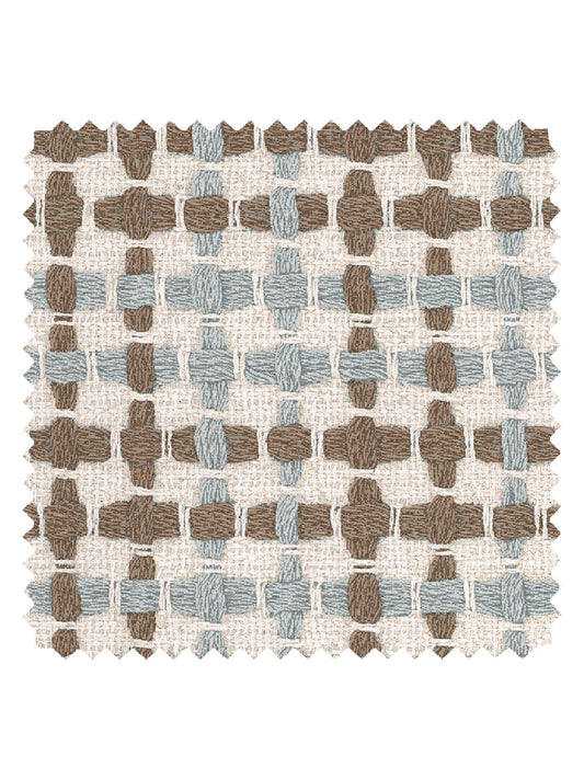 'Helen' Linen Fabric by Nathan Turner - Blue Brown - LINEN / YARD
