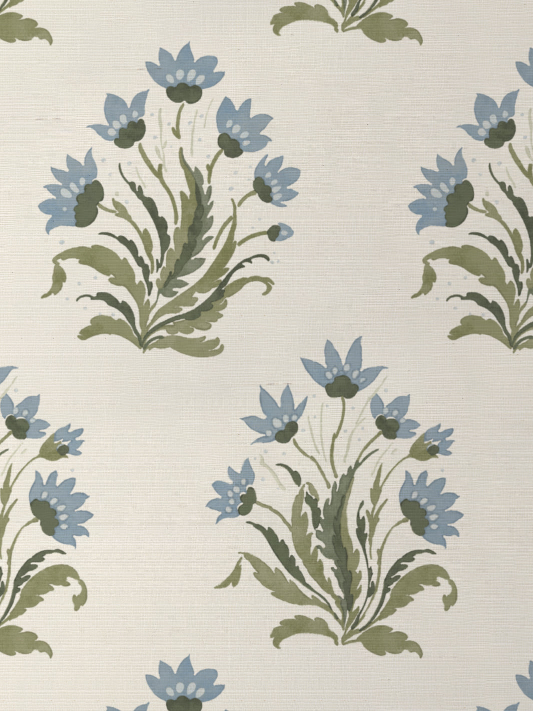 'Hillhouse Block Print Large' Grasscloth Wallpaper by Nathan Turner - Blue Green - Grasscloth Roll