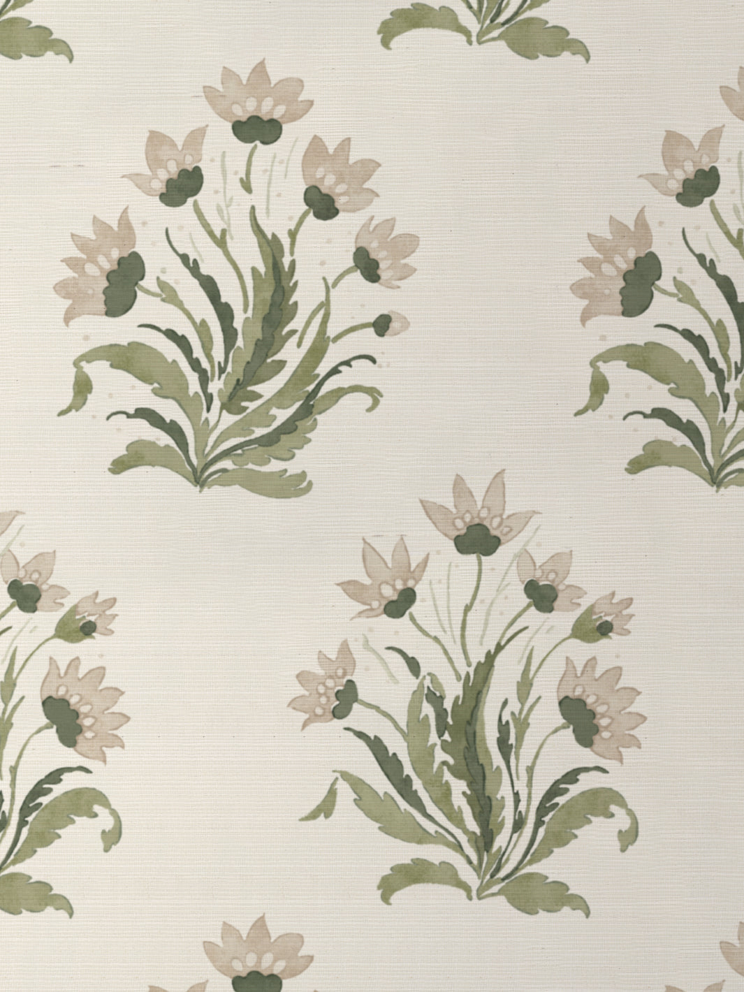 'Hillhouse Block Print Large' Grasscloth Wallpaper by Nathan Turner - Neutral Green - Grasscloth Roll