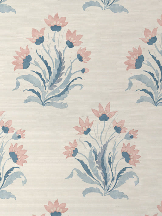 'Hillhouse Block Print Large' Grasscloth Wallpaper by Nathan Turner - Pink Blue - Grasscloth Roll - Sample