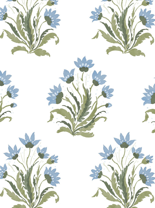 'Hillhouse Block Print Large' Wallpaper by Nathan Turner - Blue Green - Removable / 26 in. x 4.5 ft.