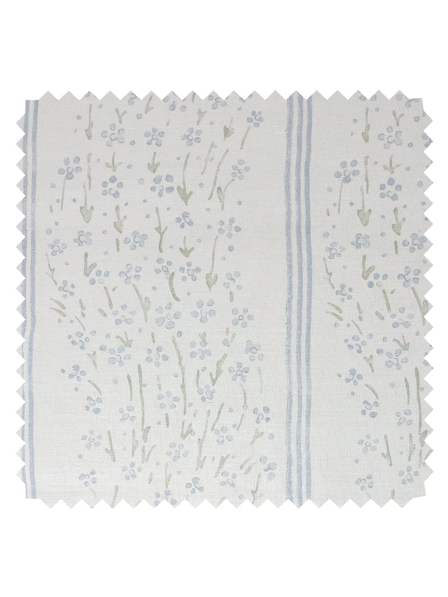 Hillhouse Floral Ditsy Wave Stripe' Linen Fabric by Nathan Turner - Blue Green - LINEN / YARD