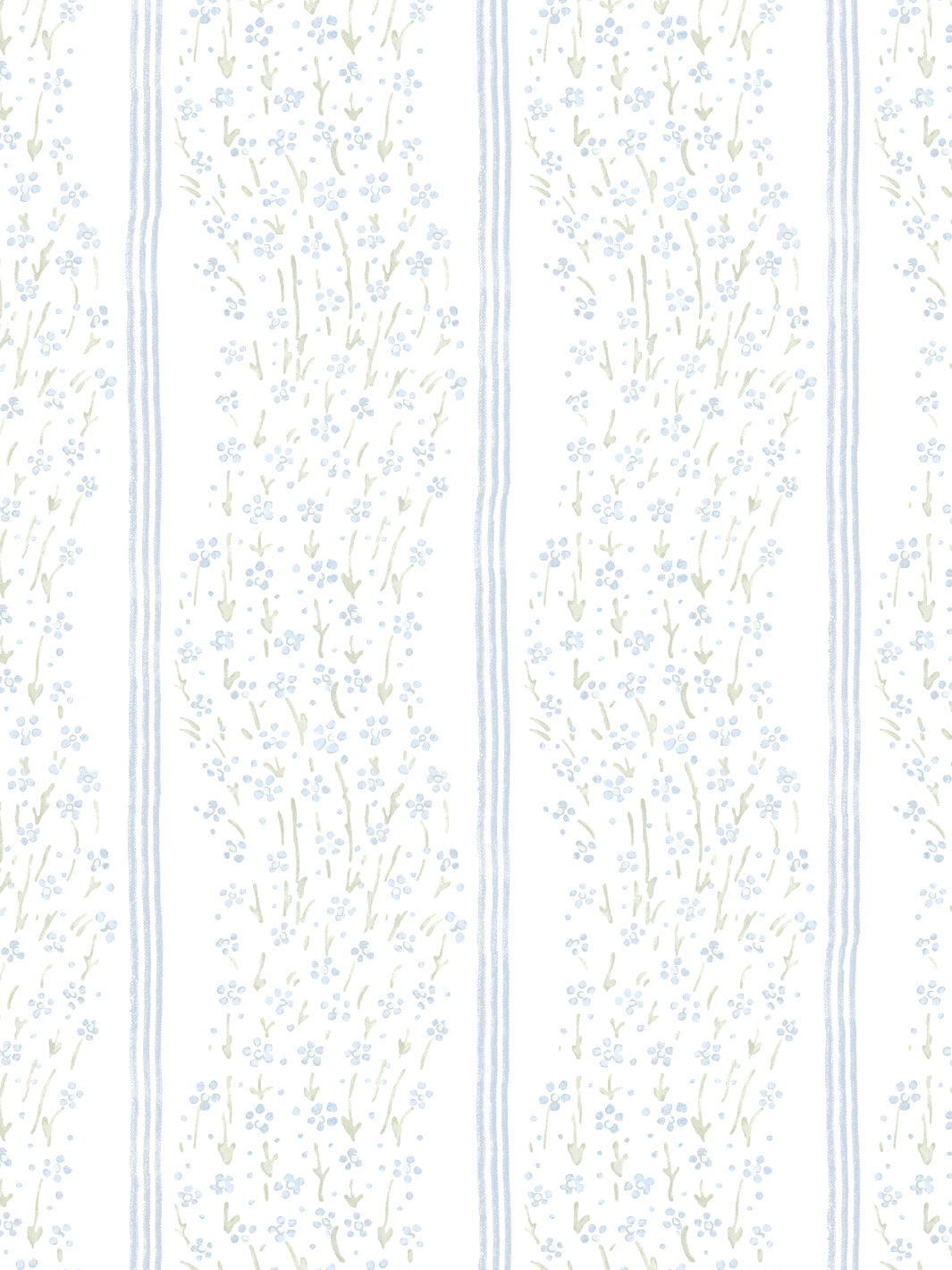 'Hillhouse Floral Ditsy Wave Stripe' Wallpaper by Nathan Turner - Blue Green - Removable / 26 in. x 4.5 ft.
