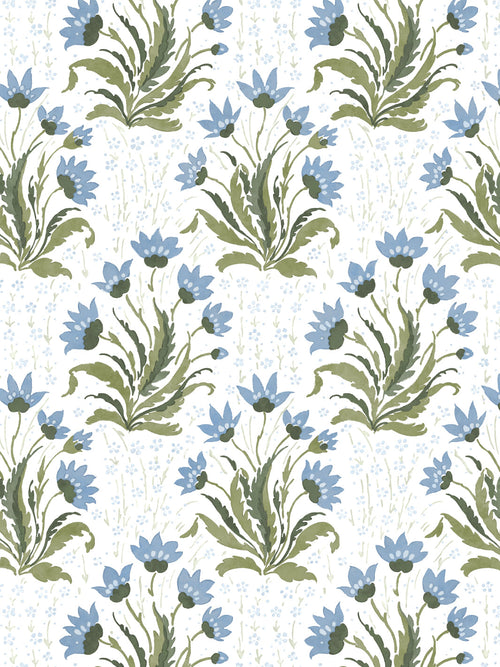 'Hillhouse Floral Multi' Wallpaper by Nathan Turner - Blue Green - Removable / 26 in. x 4.5 ft.