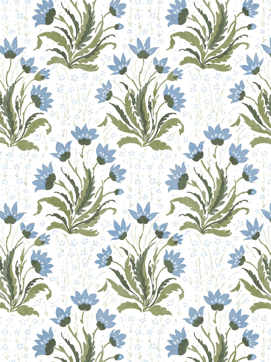 'Hillhouse Floral Multi' Wallpaper by Nathan Turner - Blue Green - Removable / 26 in. x 4.5 ft.