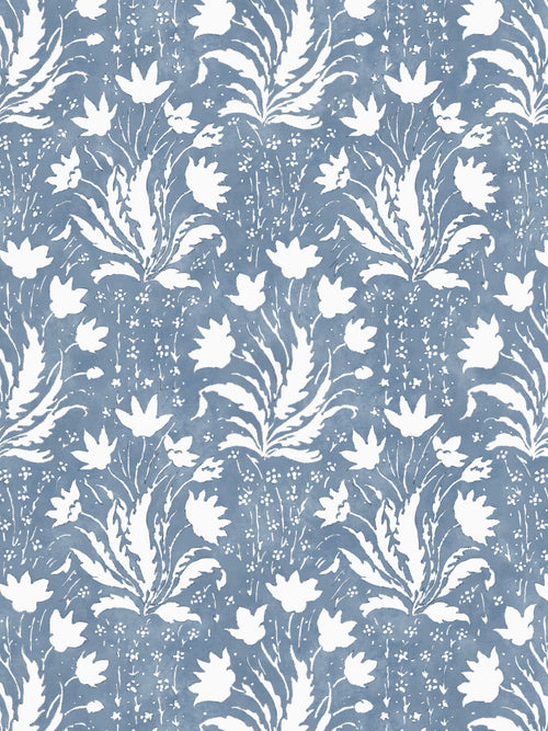 'Hillhouse Floral One Color' Wallpaper by Nathan Turner - Blue - Removable / 26 in. x 4.5 ft.