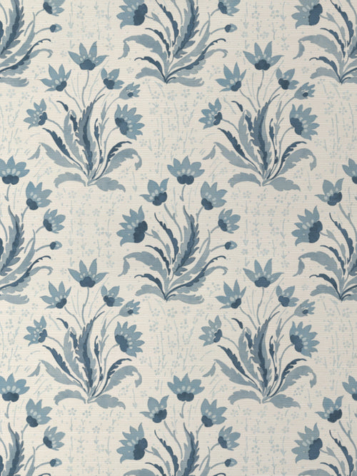 'Hillhouse Floral Tonal' Grasscloth Wallpaper by Nathan Turner - Blue - Grasscloth Roll