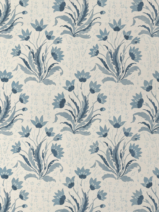 'Hillhouse Floral Tonal' Grasscloth Wallpaper by Nathan Turner - Blue - Grasscloth Roll