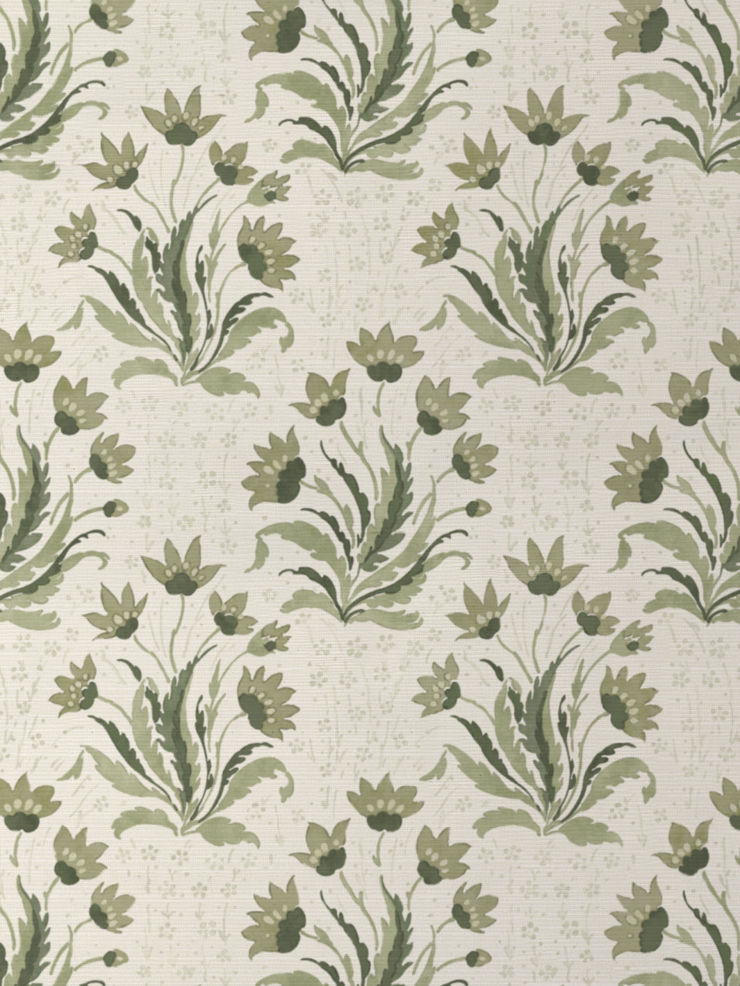 'Hillhouse Floral Tonal' Grasscloth Wallpaper by Nathan Turner - Moss - Grasscloth Roll - Sample