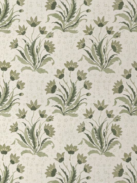 'Hillhouse Floral Tonal' Grasscloth Wallpaper by Nathan Turner - Moss - Grasscloth Roll - Sample