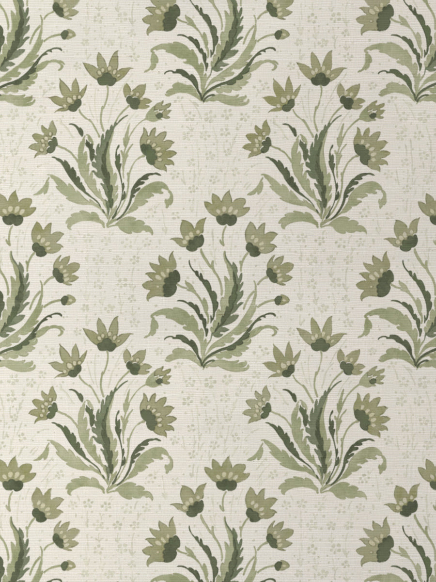 'Hillhouse Floral Tonal' Grasscloth Wallpaper by Nathan Turner - Moss - Grasscloth Roll - Sample