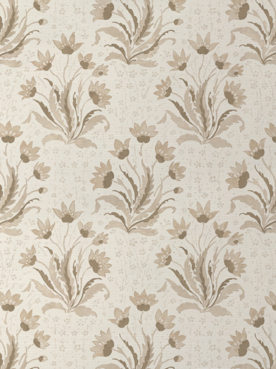 'Hillhouse Floral Tonal' Grasscloth Wallpaper by Nathan Turner - Neutral - Grasscloth Roll