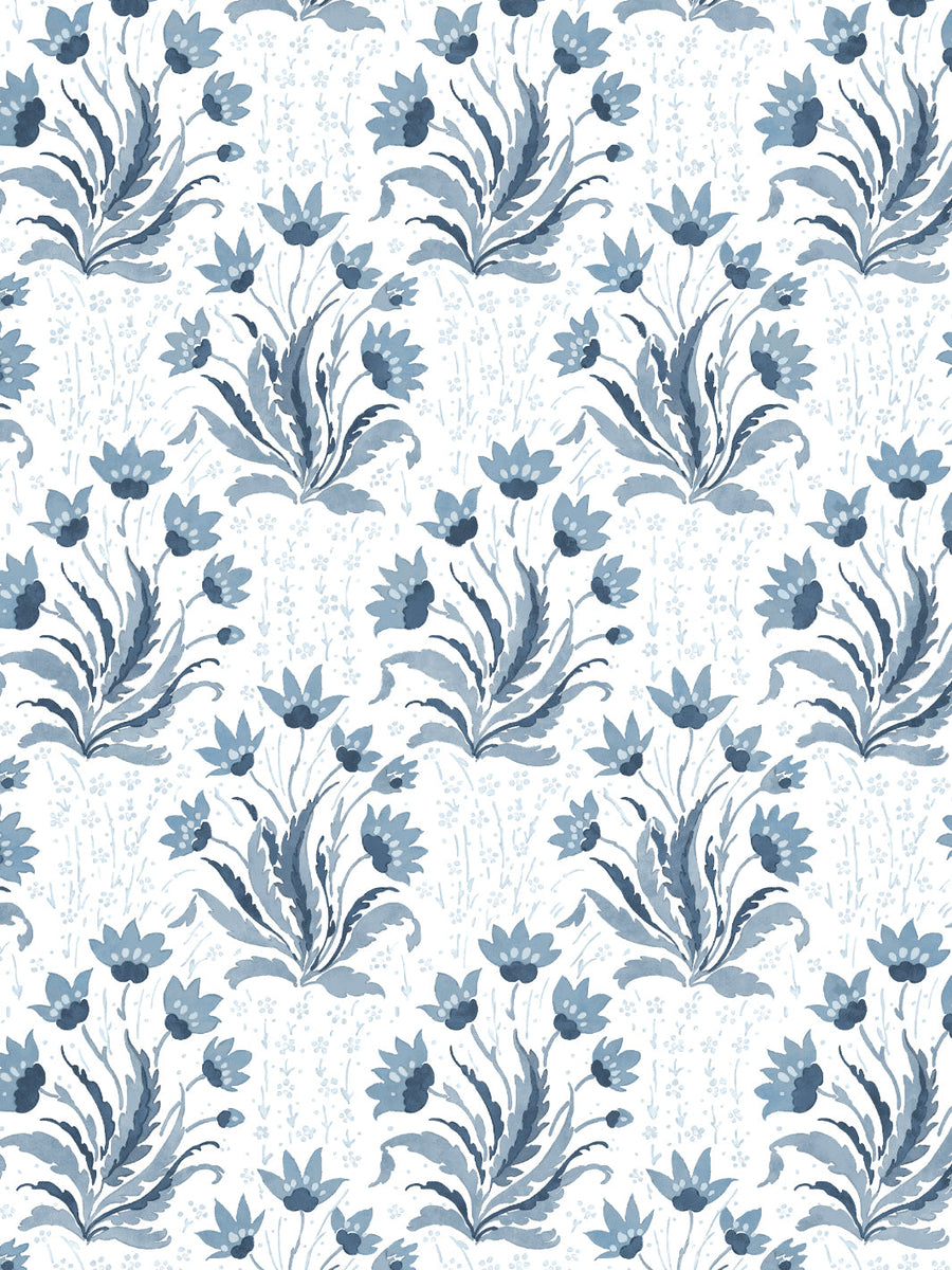'Hillhouse Floral Tonal' Wallpaper by Nathan Turner - Blue - Removable / 26 in. x 4.5 ft.
