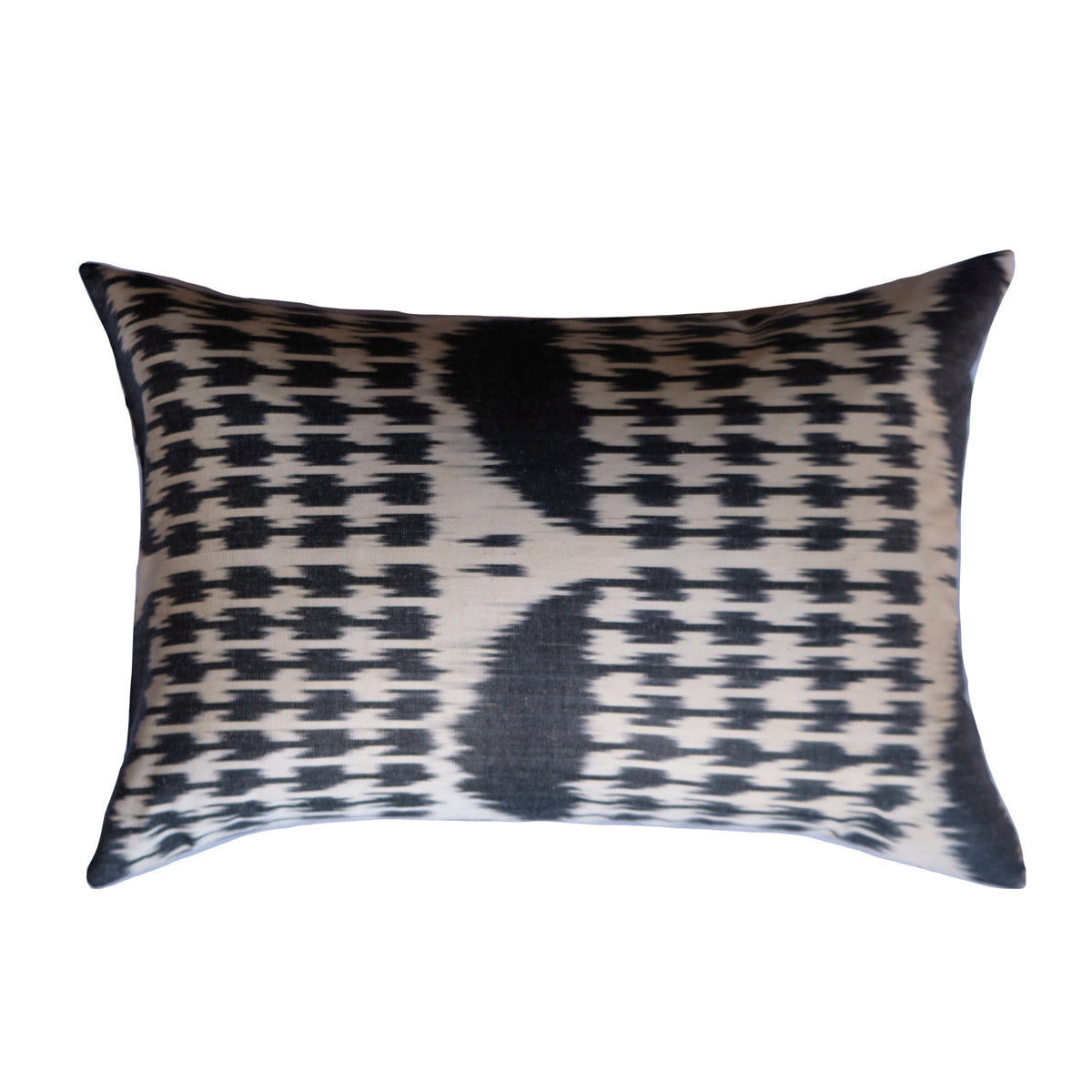 Hopa Silk Ikat Lumbar Pillow - 16" x 24" / Black