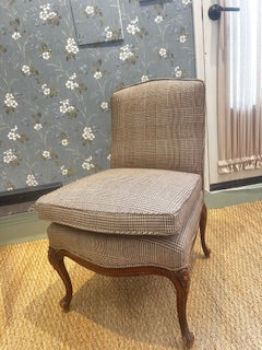 EHI - Object -19th Century French Slipper Chair w/ Holland and Cherry Wool Plaid