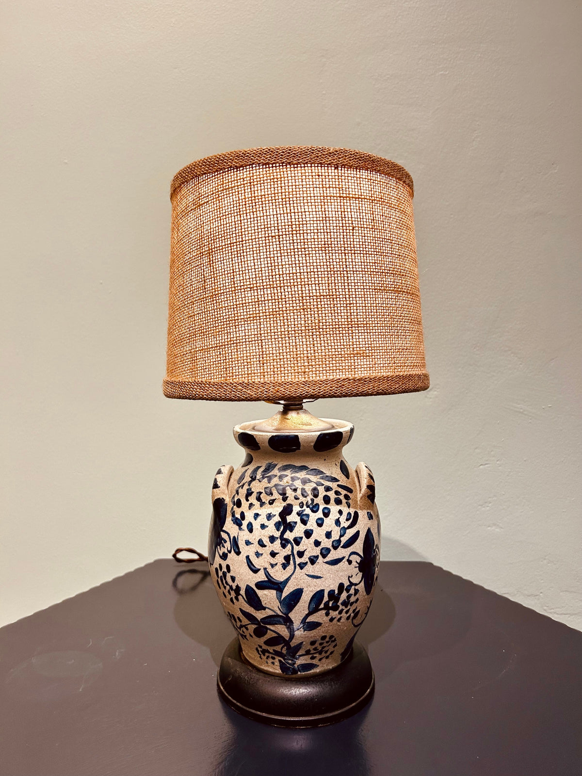 RT - Light - Antique Ceramic Lamp w/ Burlap Shade