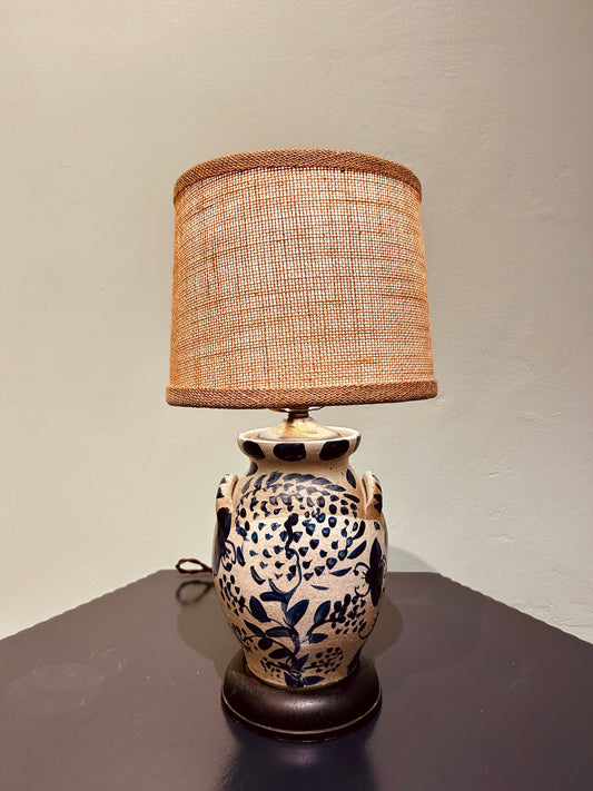 RT - Light - Antique Ceramic Lamp w/ Burlap Shade