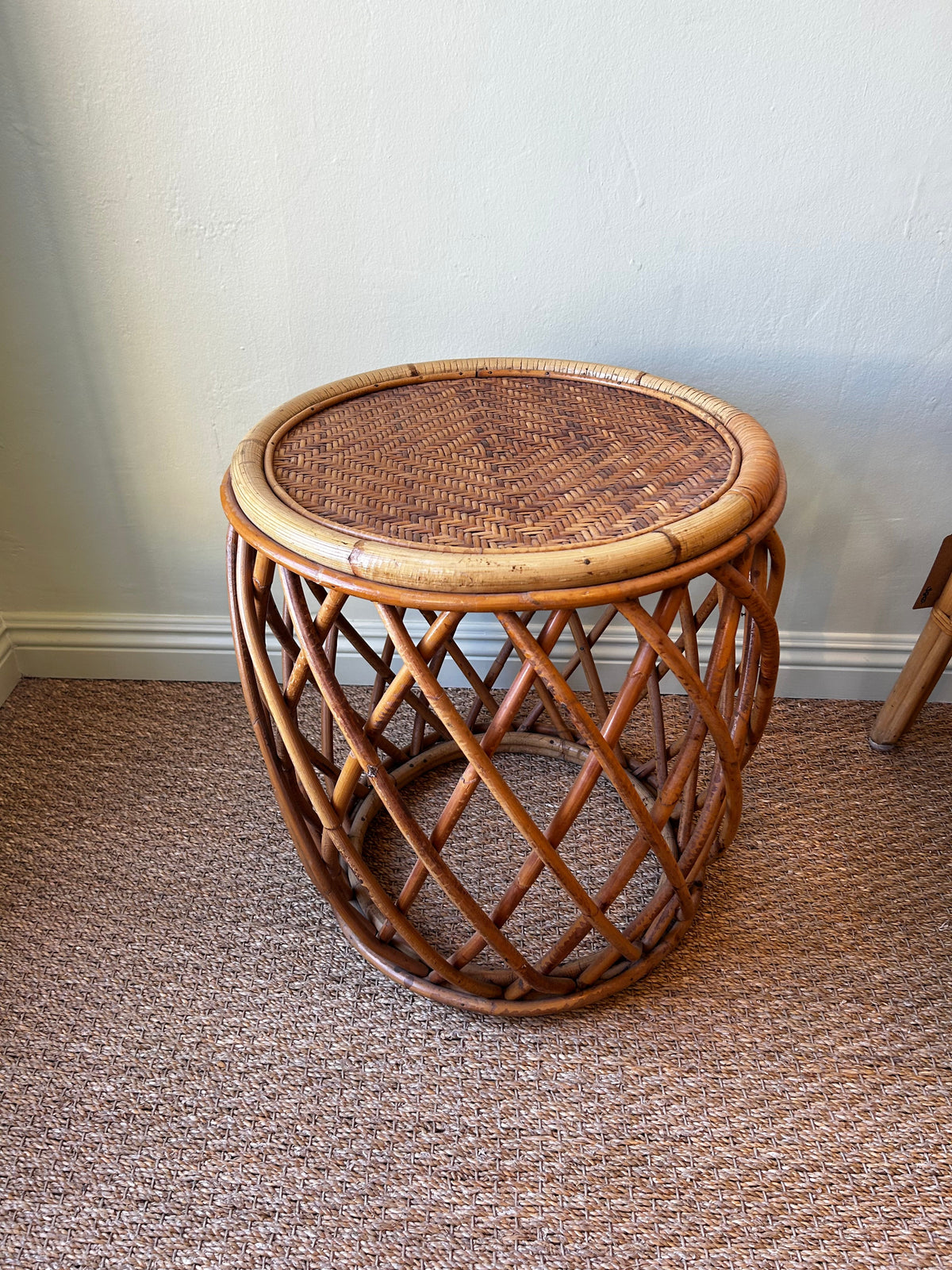 Vintage Rattan Side Tables (Pair)