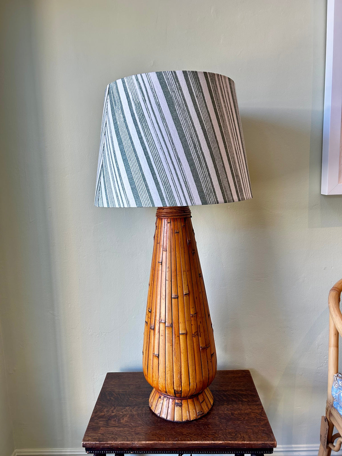 EHI - Object - Mid-Century Bamboo Lamp w/Stuart Stripe Shade
