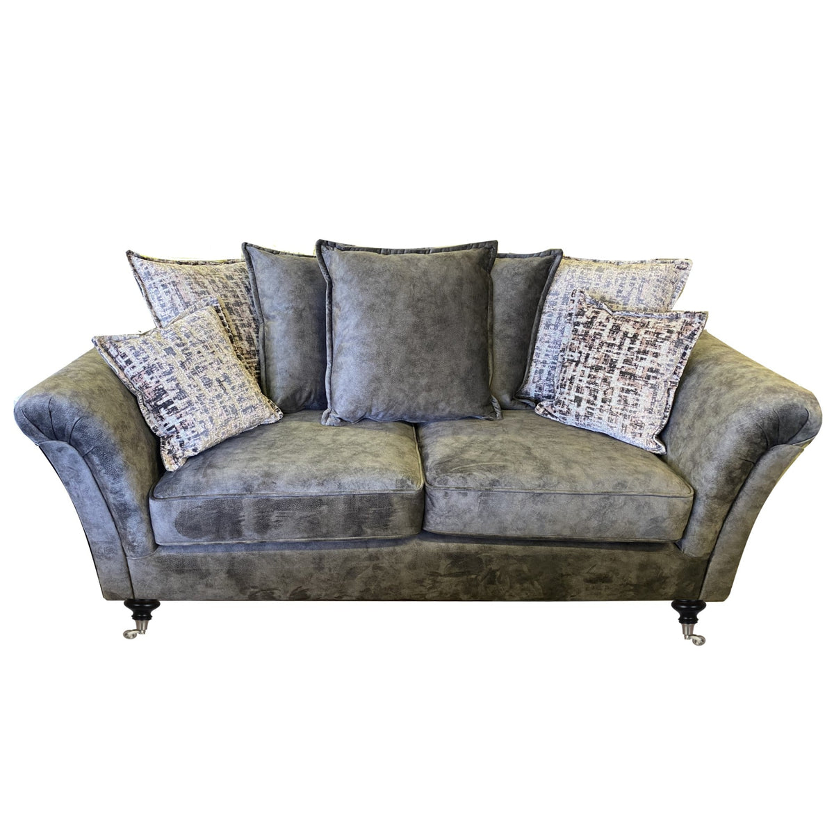 Princeton 3 Seater Scatter Back Dark Grey Fabric Sofa -  In Stock - Delivery Within 7 - 14 Days**