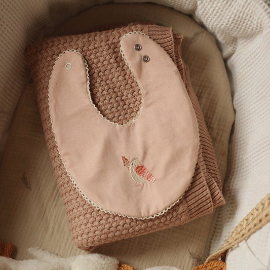 Embroidered Cotton Bib - Bird