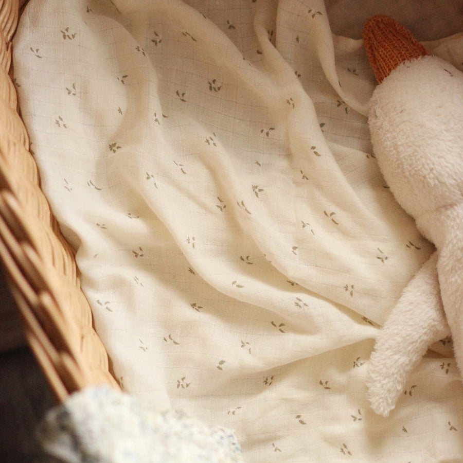 Organic Baby Muslin Swaddle - Nettle Scatter