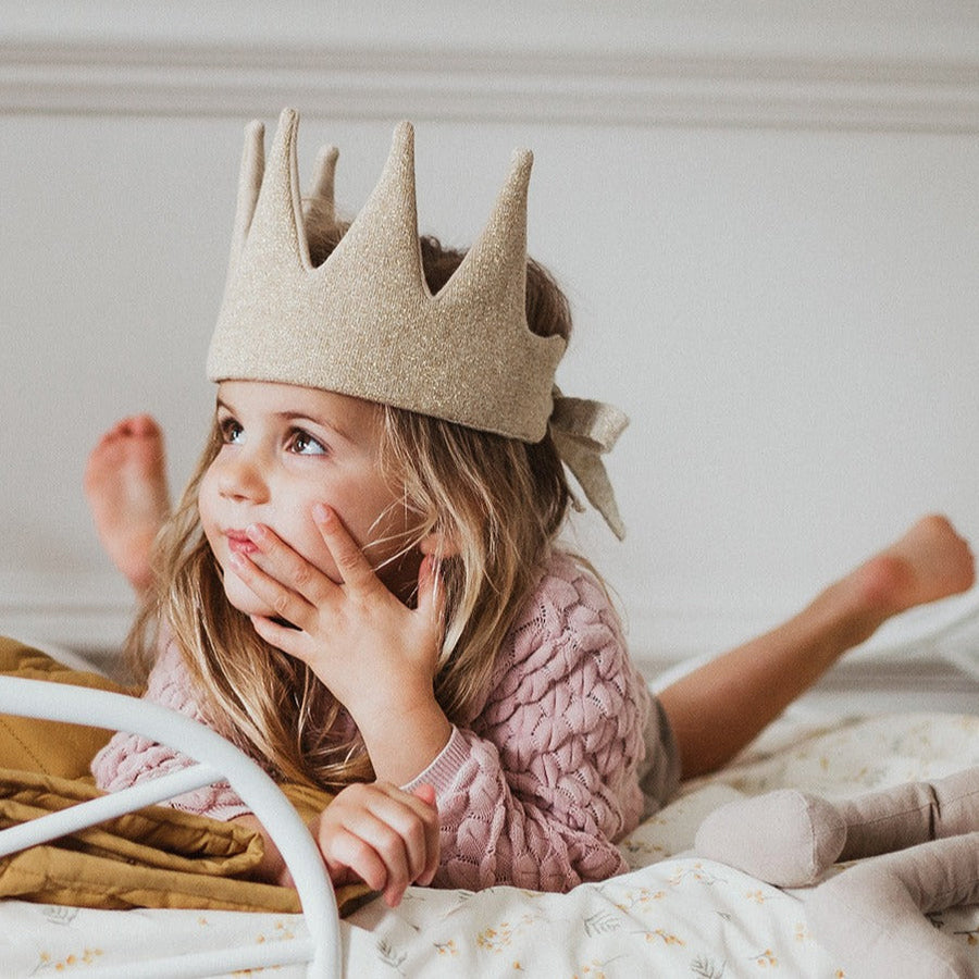 Children's Gold Sparkle Knitted Crown