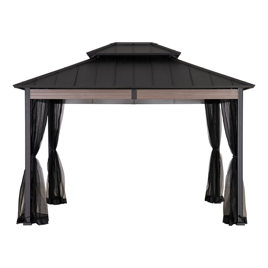 Heavy-Duty Screened Hardtop Gazebo 3.6m x 3m