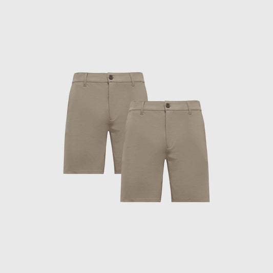True Classic 9" Khaki Comfort Knit Chino Shorts 2-Pack | 34