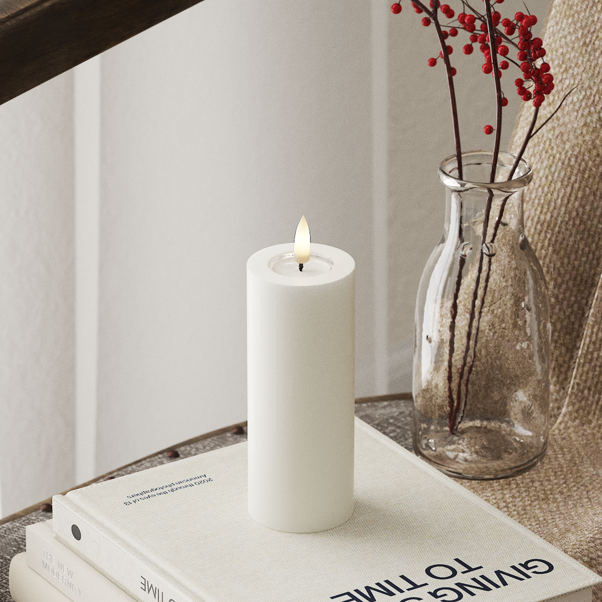 LED-Blockkerzen Ø 5 x 12,5 cm, Weiß