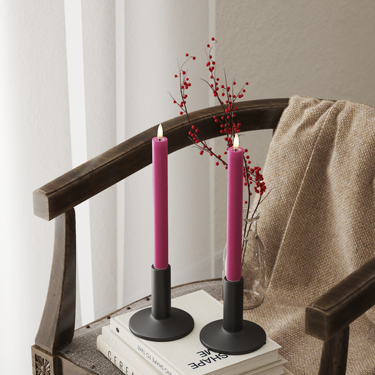 LED-Stabkerzen, 2 Stück, Ø 2 x 24 cm, Magenta