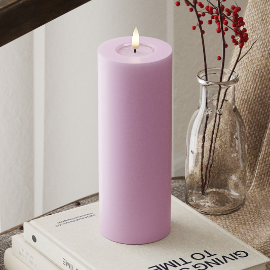 LED-Blockkerzen Ø 7,5 x 20 cm Lavendel