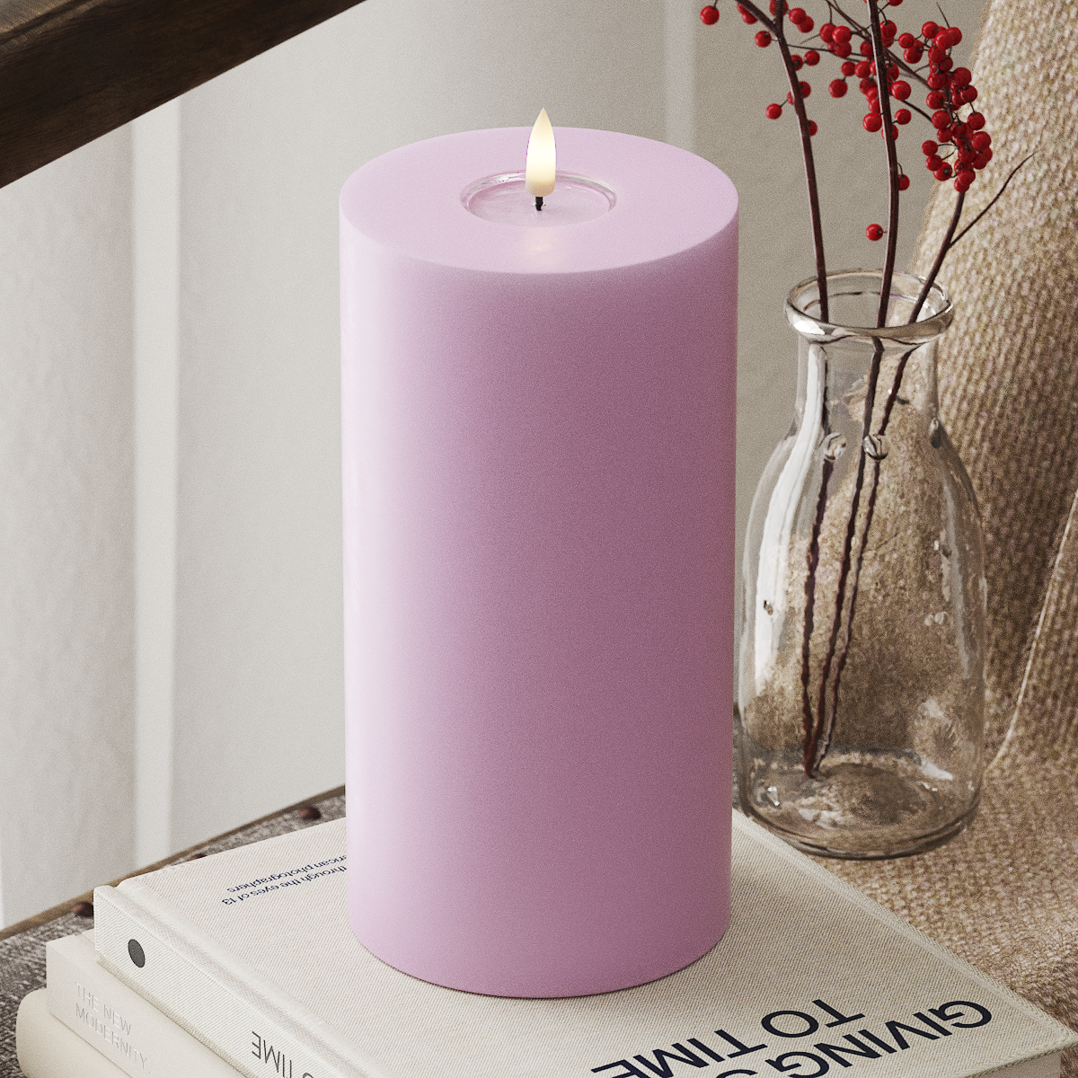 LED-Blockkerzen Ø 10 x 20 cm Lavendel