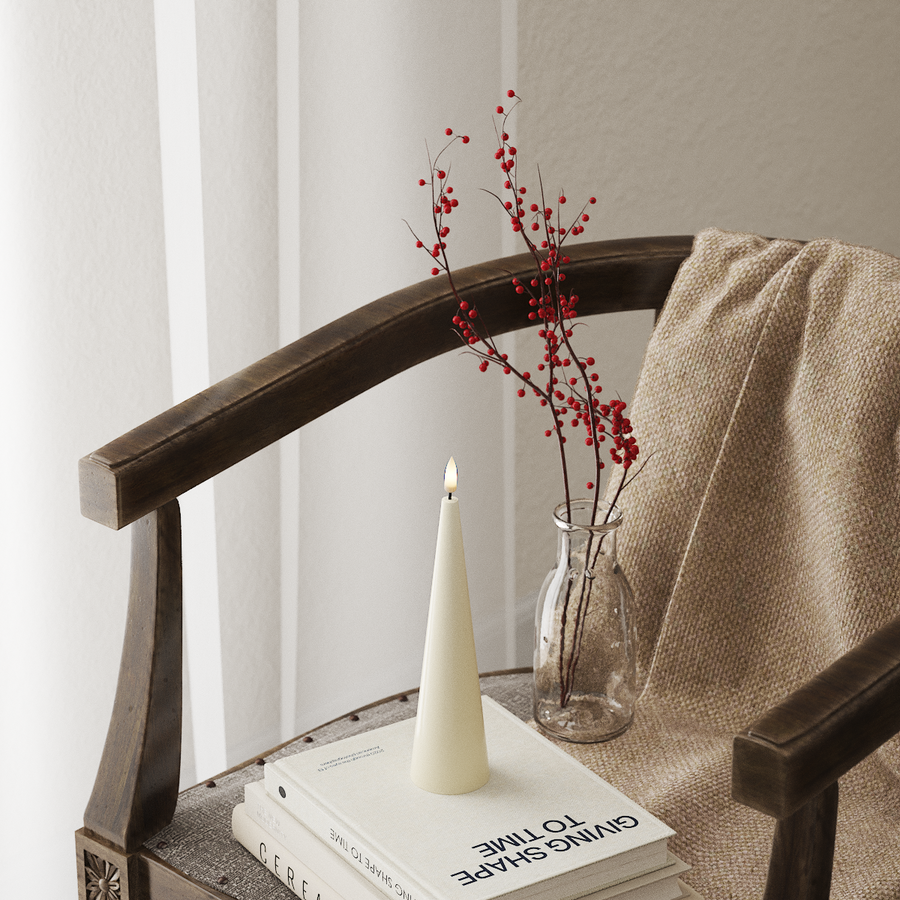 LED Kegelkerzen, 20 cm, Creme