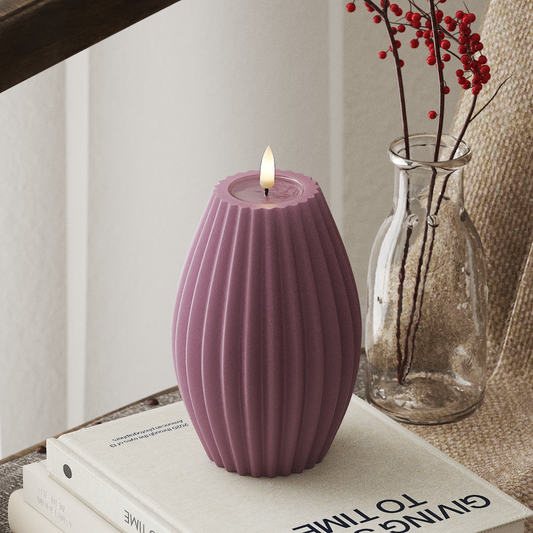 LED-Rillenkerzen D 10 x H 15 cm, Helllila