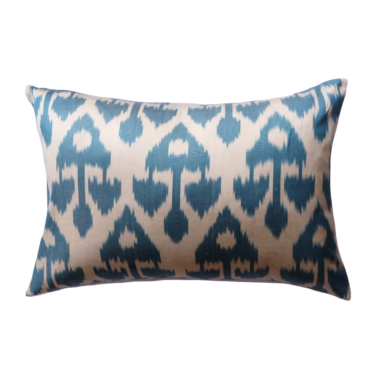 Ispa Silk Ikat Lumbar Pillow - 16" x 24" / Blue