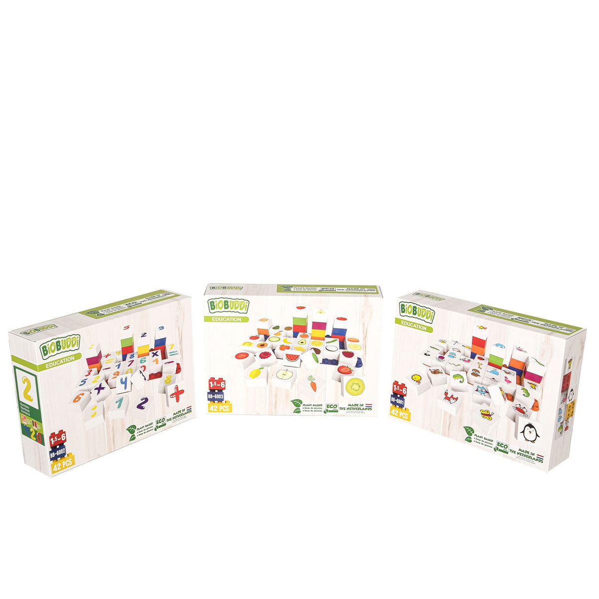 BiOBUDDi Lernspiel, 3 Sets: Obst, Tiere u. Zahlen