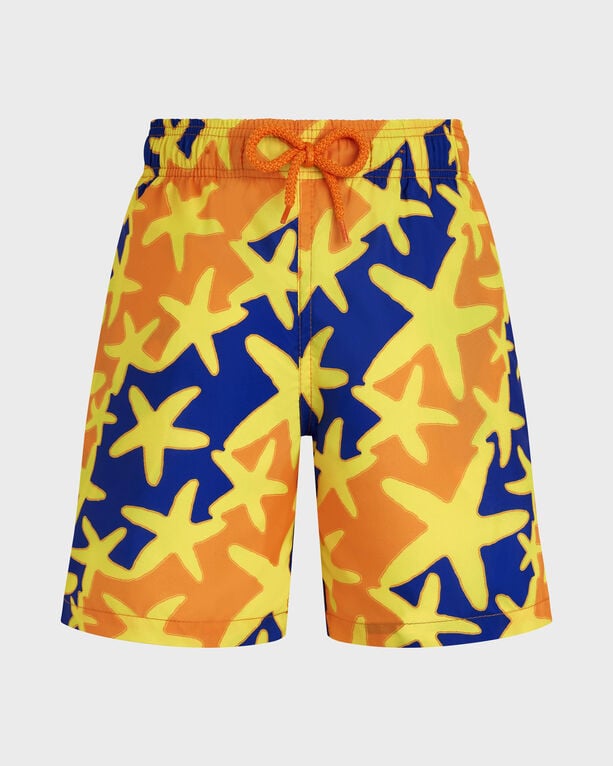 Vilebrequin - Boys Ultra-light And Packable Swim Shorts Starlight - Swimwear - Jihin - Orange - Size 12