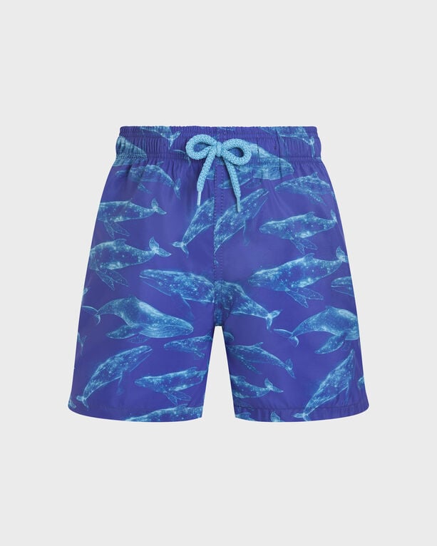 Vilebrequin - Boys Ultra-light And Packable Swim Shorts Sparkling Whales - Swimwear - Jihin - Blue - Size 14