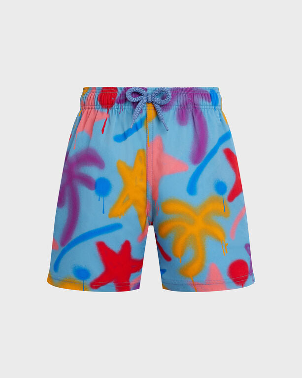 Vilebrequin - Boys Stretch Swim Shorts Spray Paint - Vbq X Palm Angels - Swimwear - Jirise - Blue - Size 6