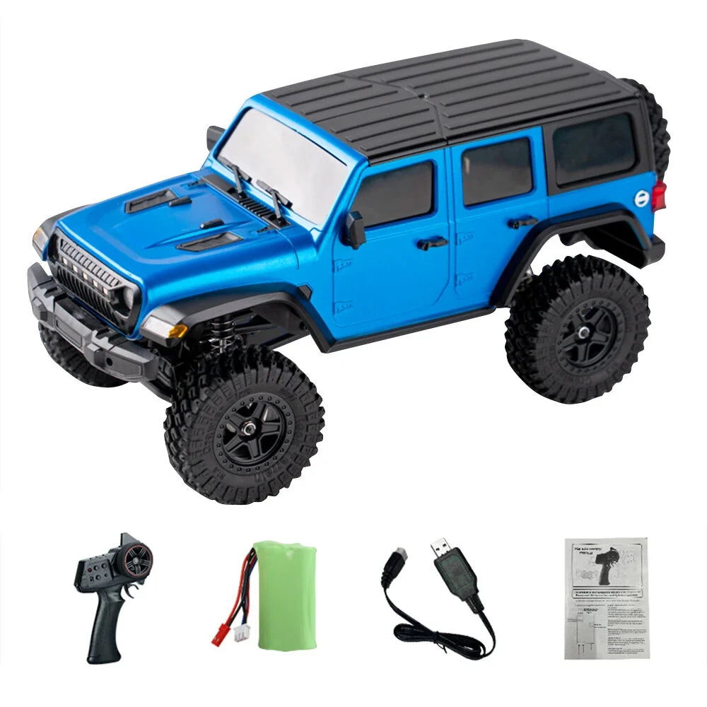 JJRC C8801 1/18 Scale 2.4GHz 4WD Brushed Off Road RC Rock Crawler Truck with LED Lights - Blue